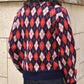 モヘアVネックニット[Argyle × Navy]