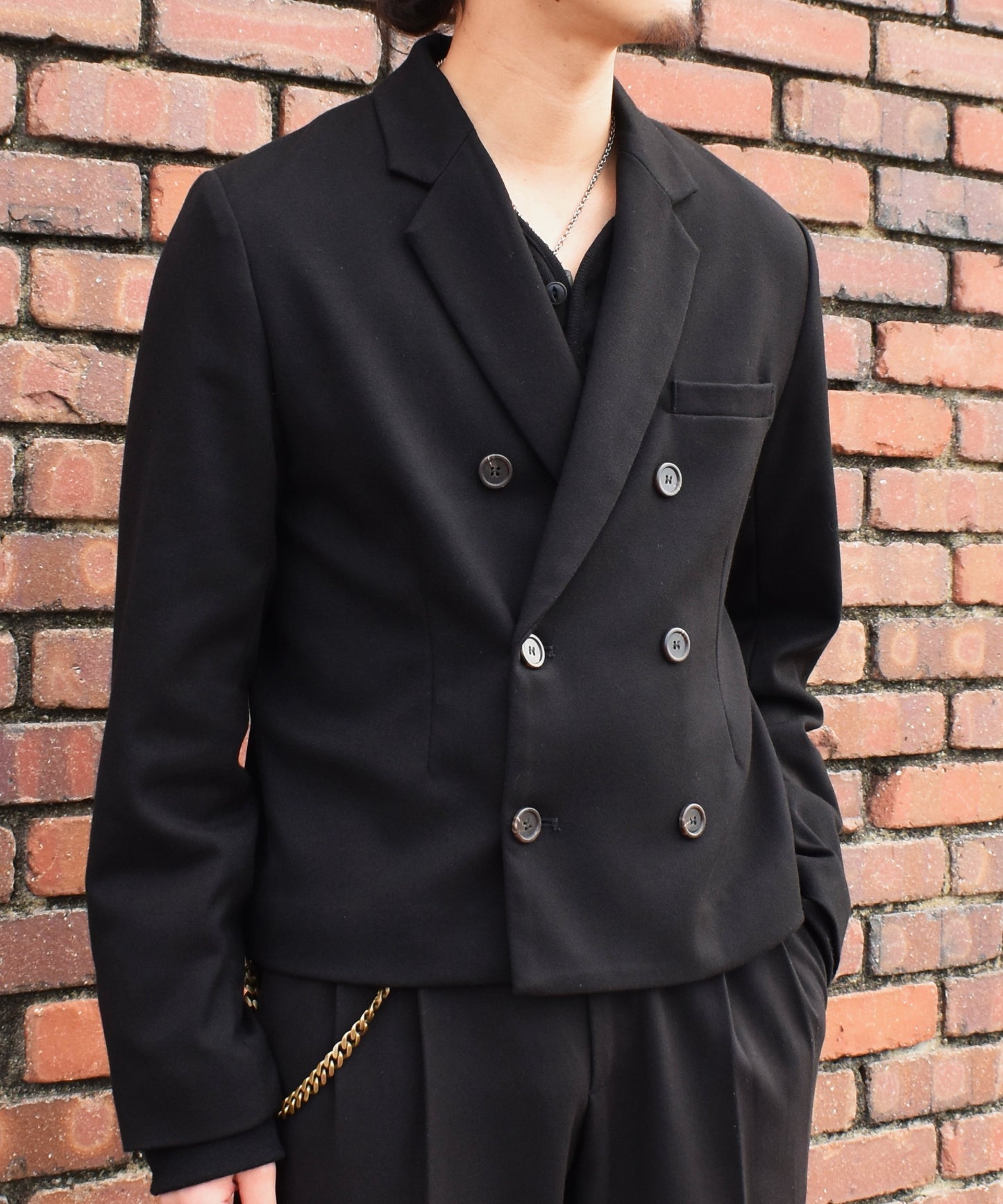 ミリタリーツイルダブルジャケット[Black]