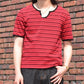 オープンネックボーダーT[Red]