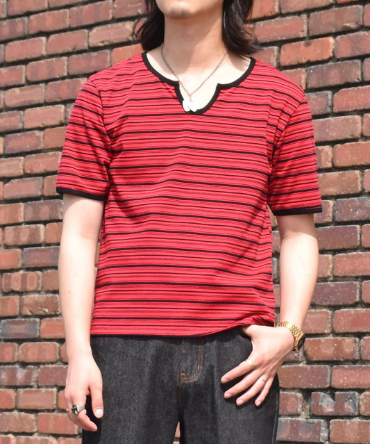 オープンネックボーダーT[Red]
