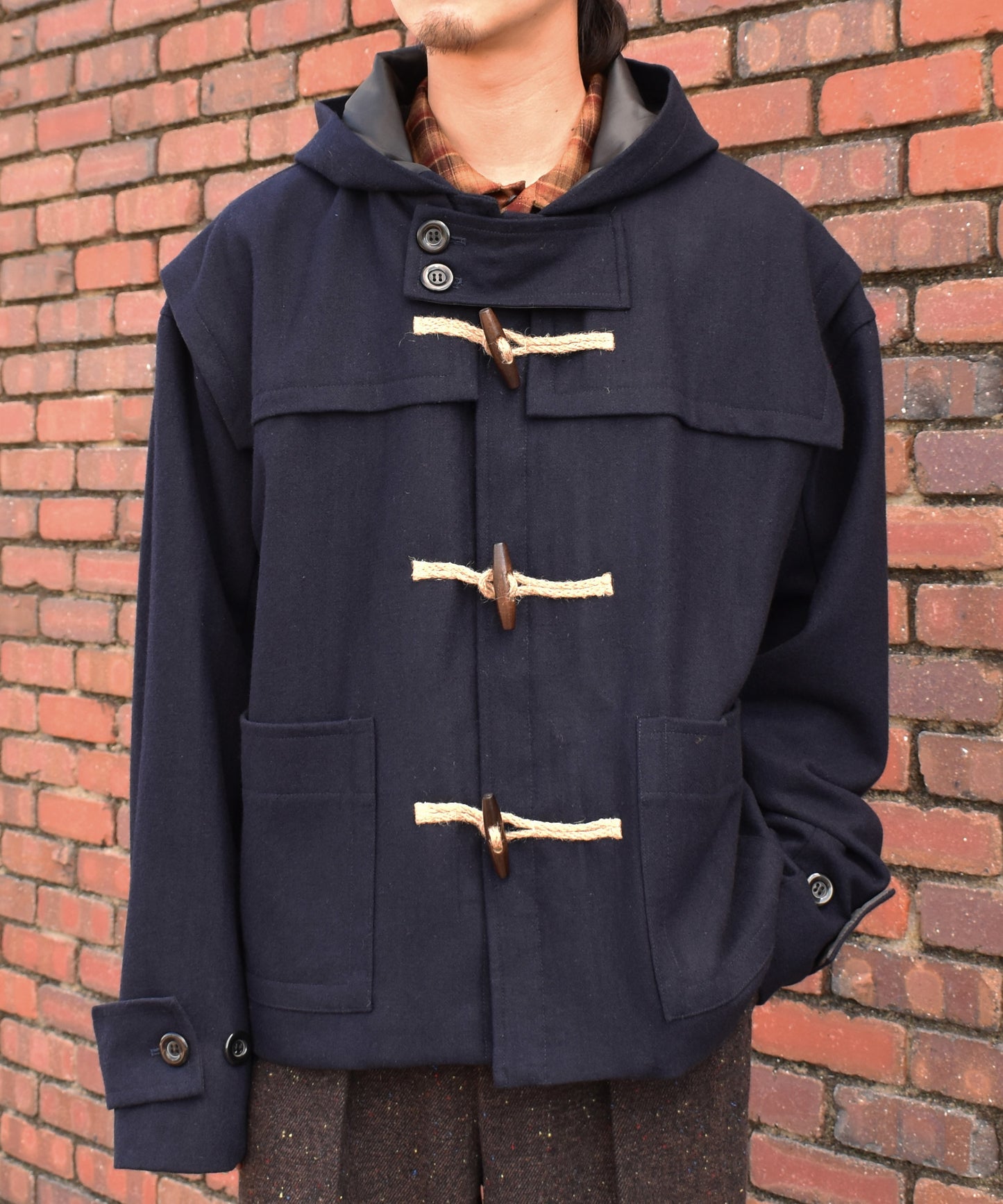 ウールメルトンダッフルブルゾン[Dark Navy]