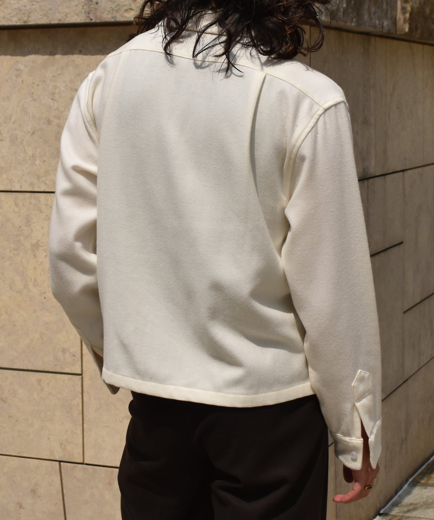 ウールオープンカラーシャツ[White]