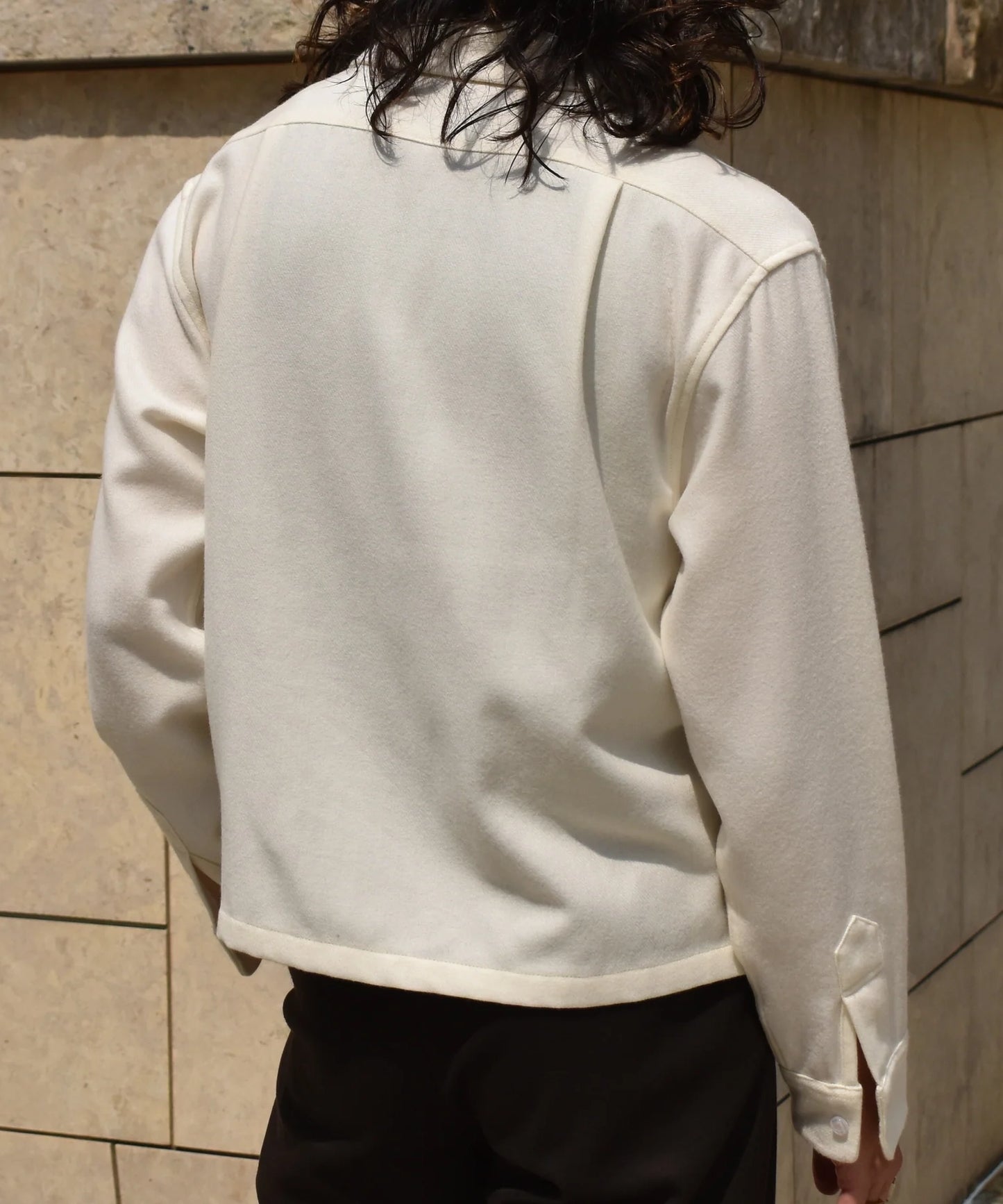 ウールオープンカラーシャツ[White]