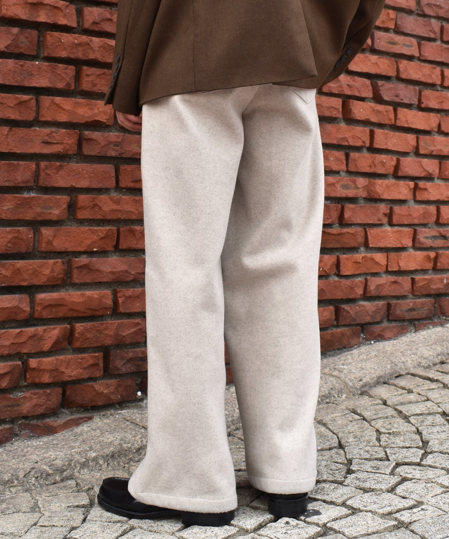 ジャージメルトンワイドスラックス[Beige]【セットアップ対応】
