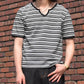 オープンネックボーダーT[Black]