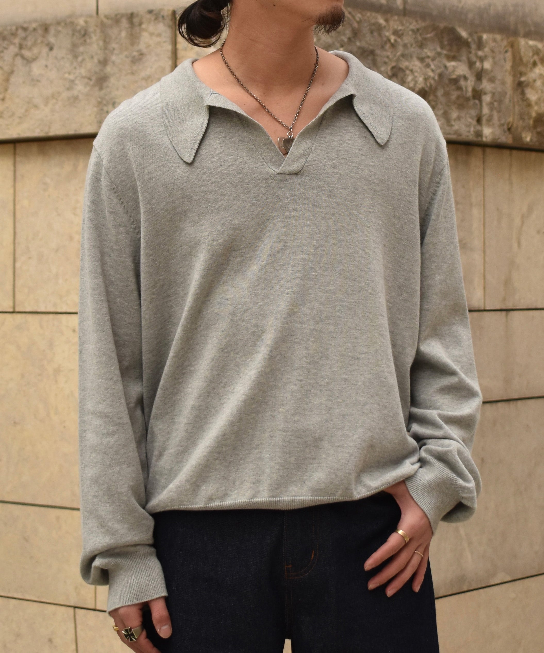 スキッパーニットポロ[Gray] – Noen