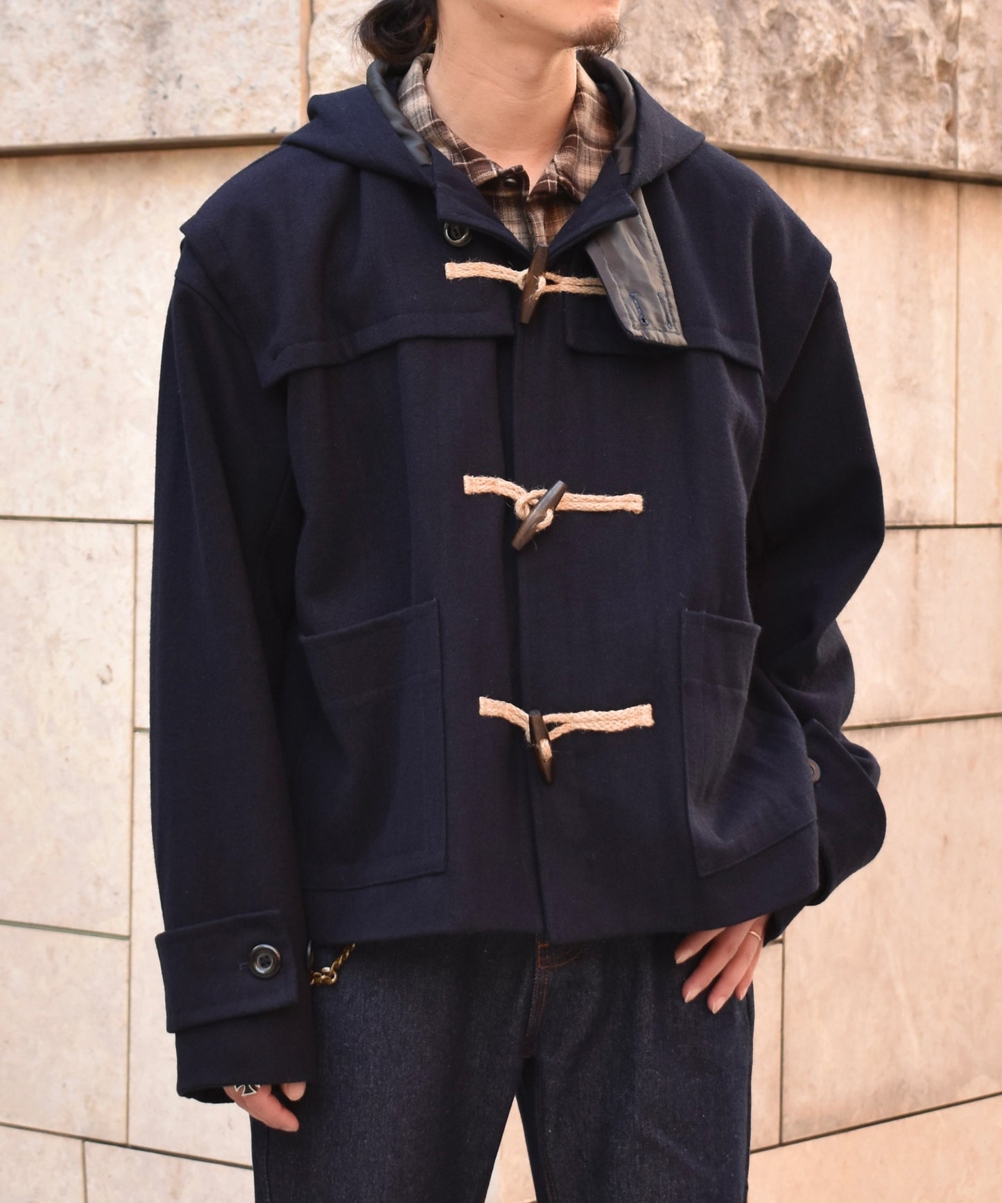 ウールメルトンダッフルブルゾン[Dark Navy]