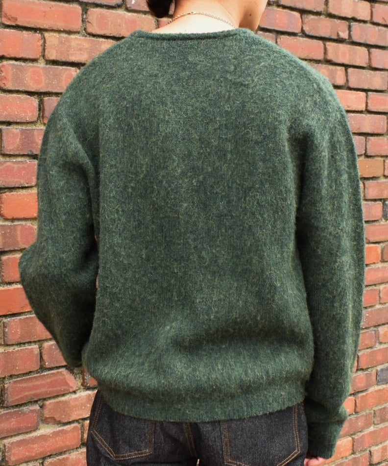 ヘンリーネックメランジウールニット[Green]