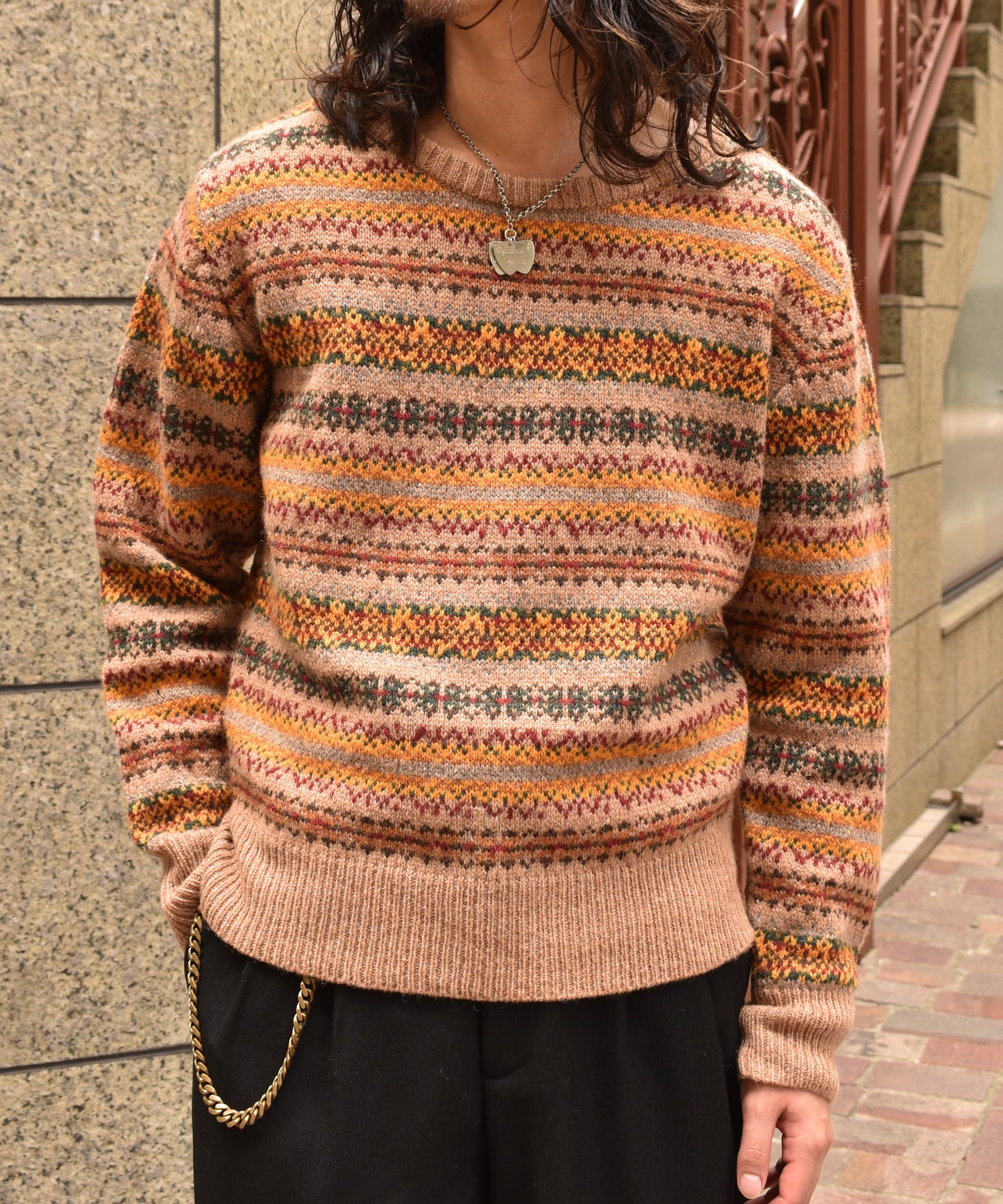 ショートリブウールニット[Nordic × Brown]