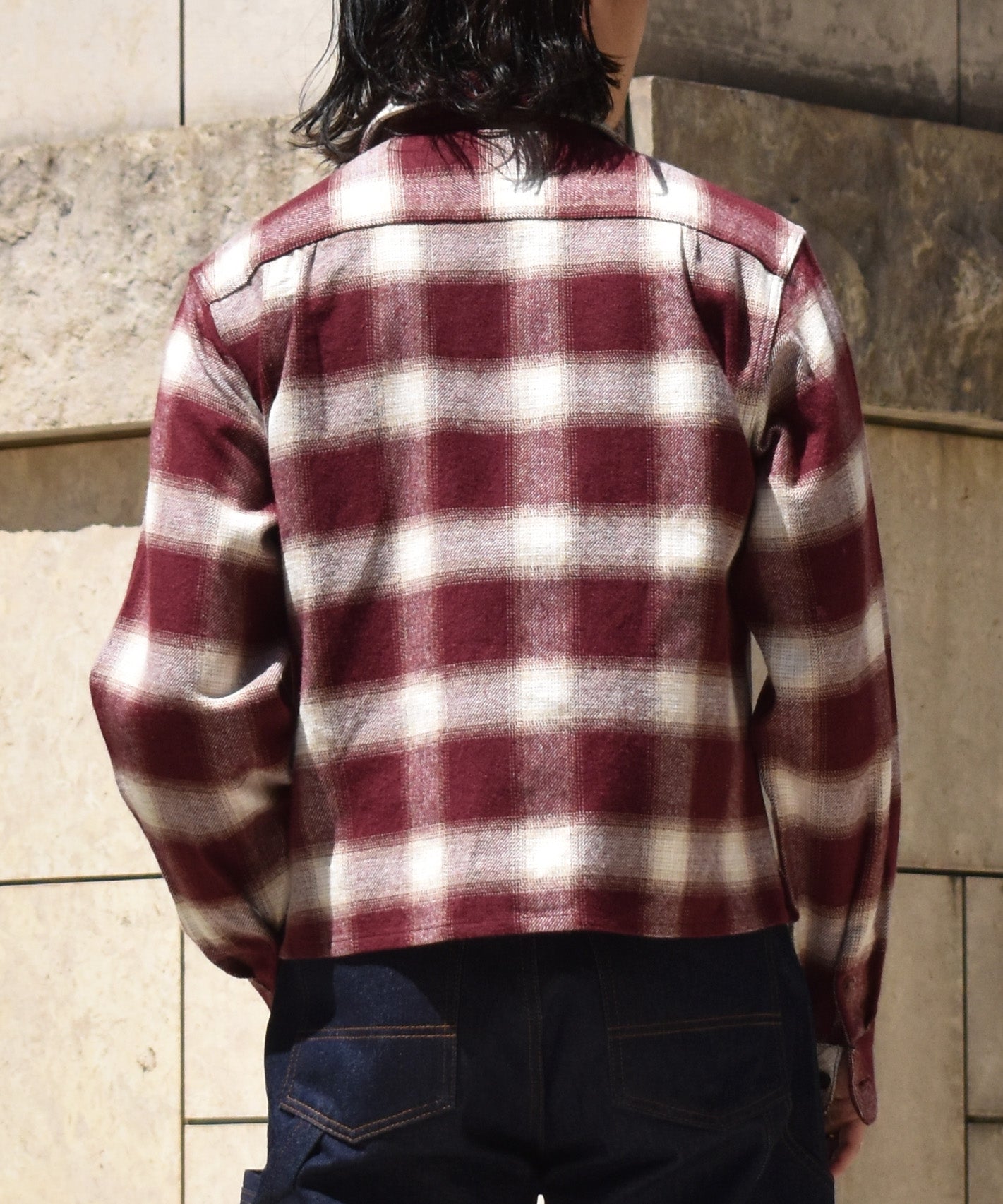 フランネルチェックシャツ[Burgundy]