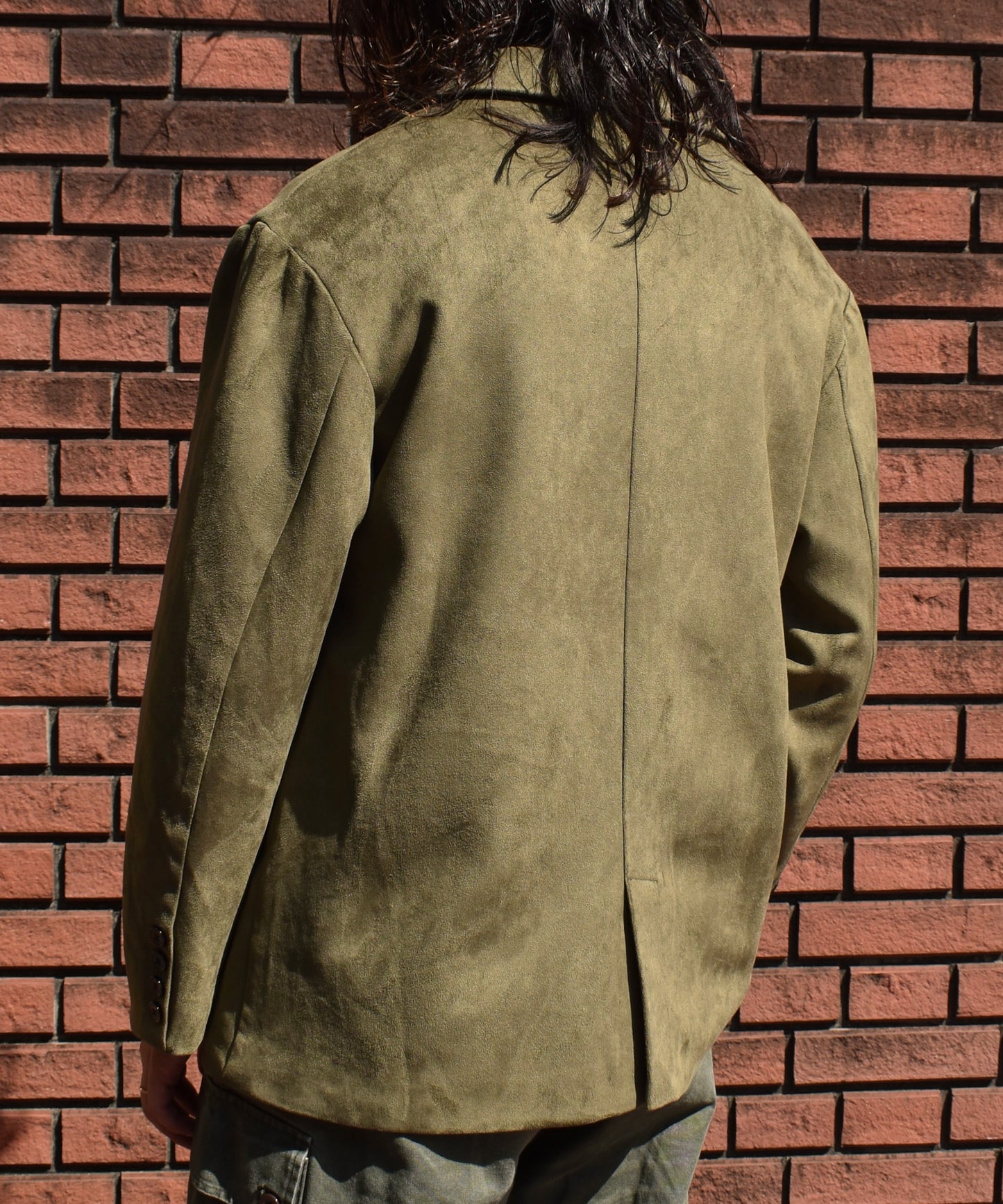 フェイクスエードテーラードジャケット[Khaki]