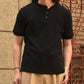 ヘンリーネックワッフルTシャツ[Black]