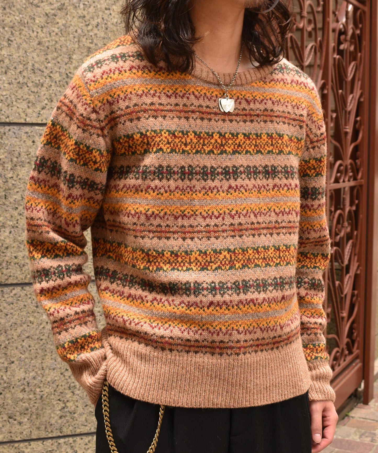 ショートリブウールニット[Nordic × Brown]