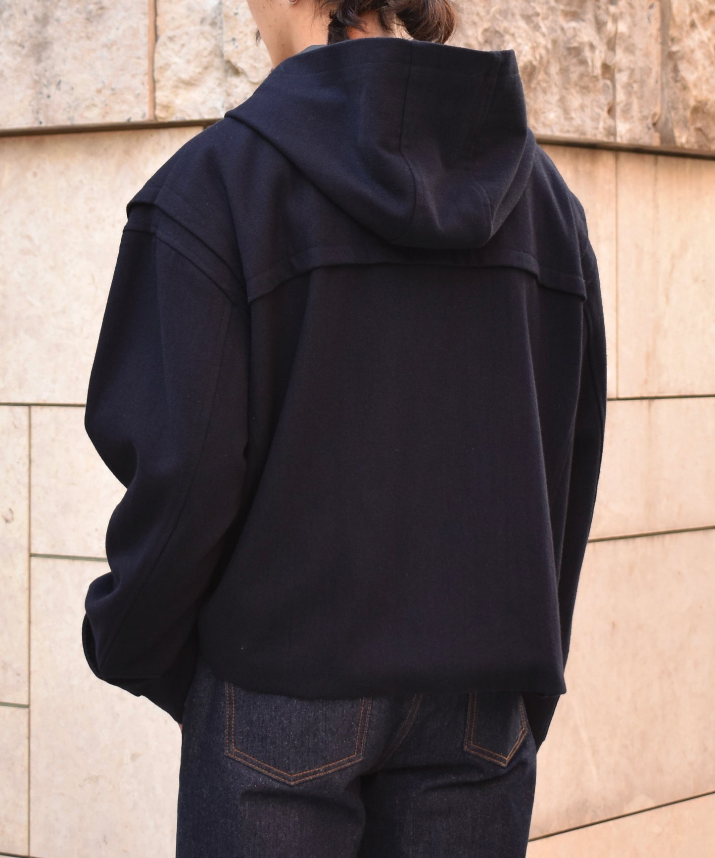 ウールメルトンダッフルブルゾン[Dark Navy]