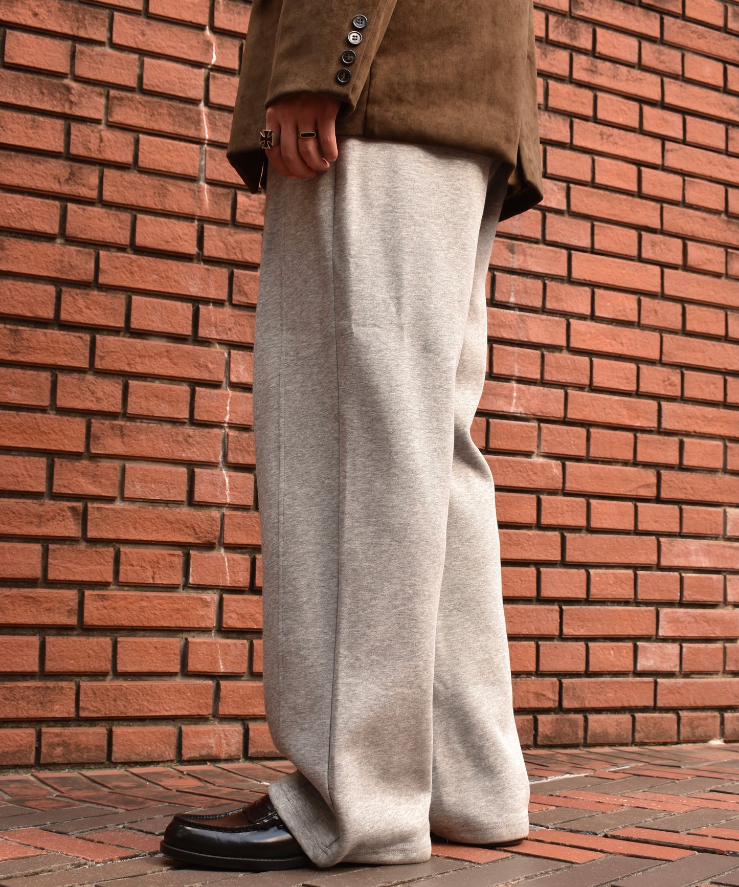 センタープレススウェットパンツ[Gray]