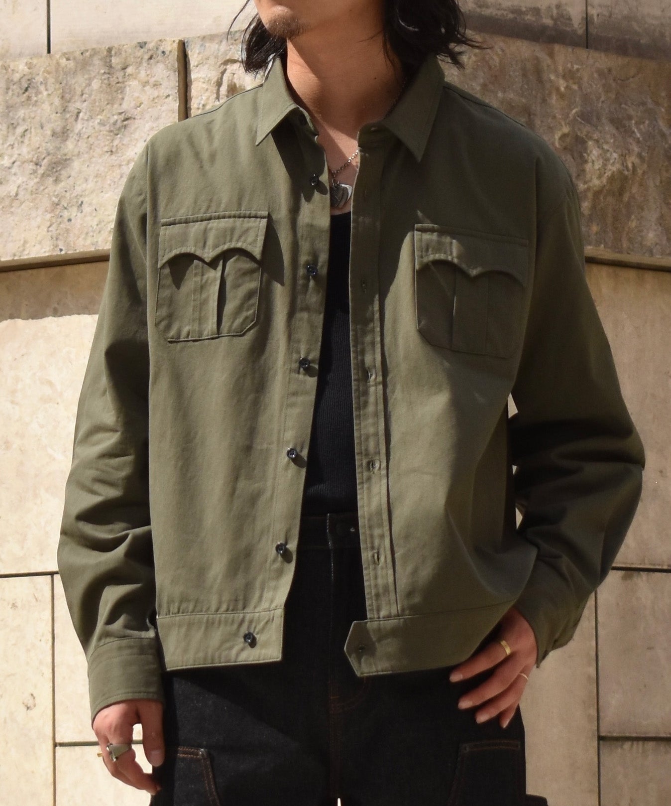オックスフォードミリタリーシャツ[Khaki]