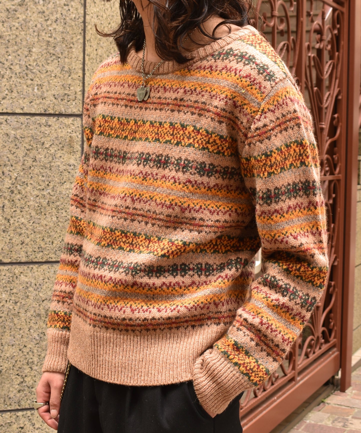 ショートリブウールニット[Nordic × Brown]
