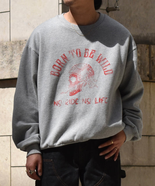 FADED SKULL SWEAT[Gray×Red]