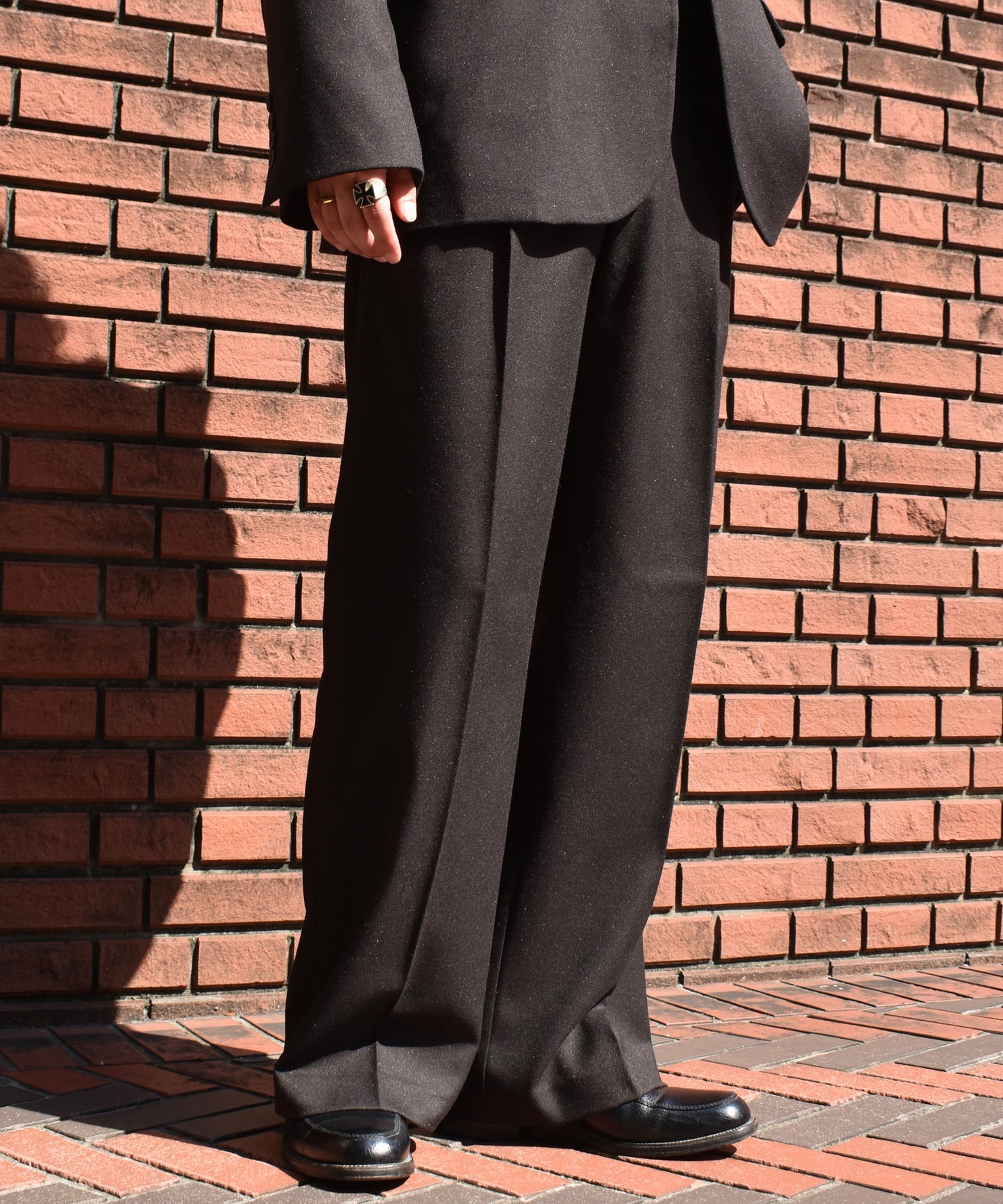 ワイドストレートスラックス[Black]