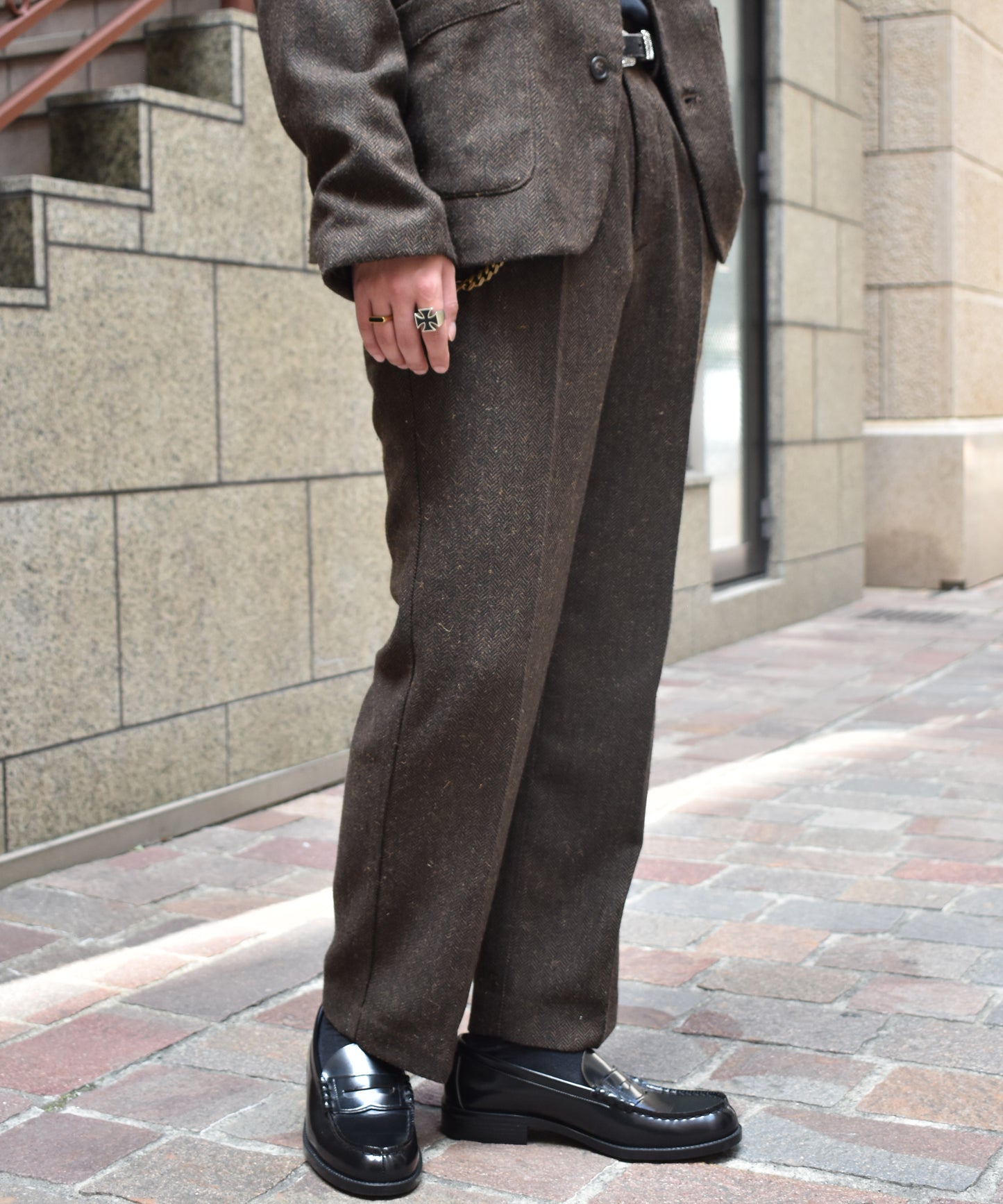 シンチバックツイードスラックス[Brown]