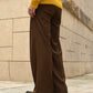 ワイドストレートスラックス[Brown]