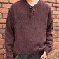 ヘンリーネックメランジウールニット[Burgundy]
