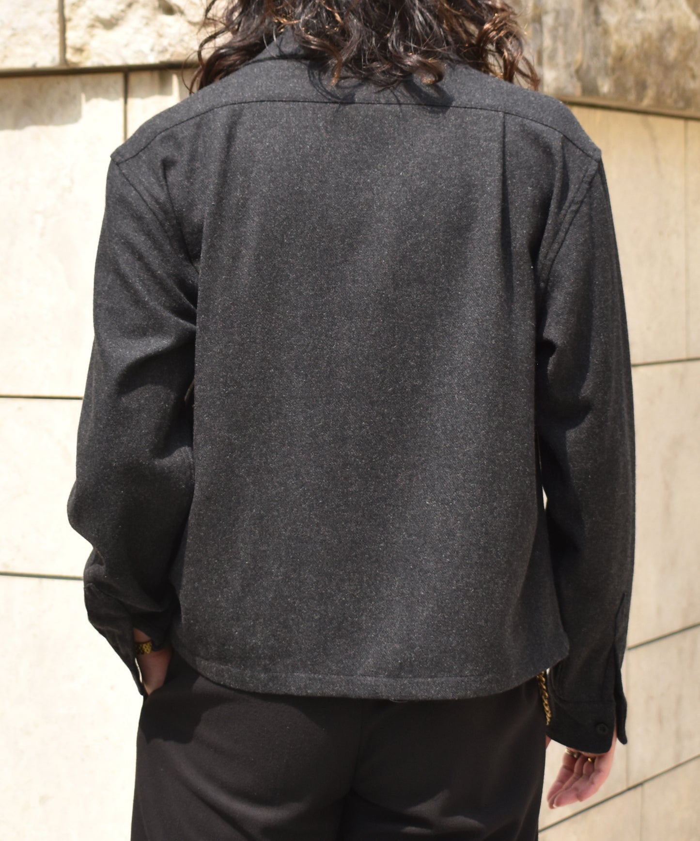 ウールオープンカラーシャツ[Charcoal Gray]