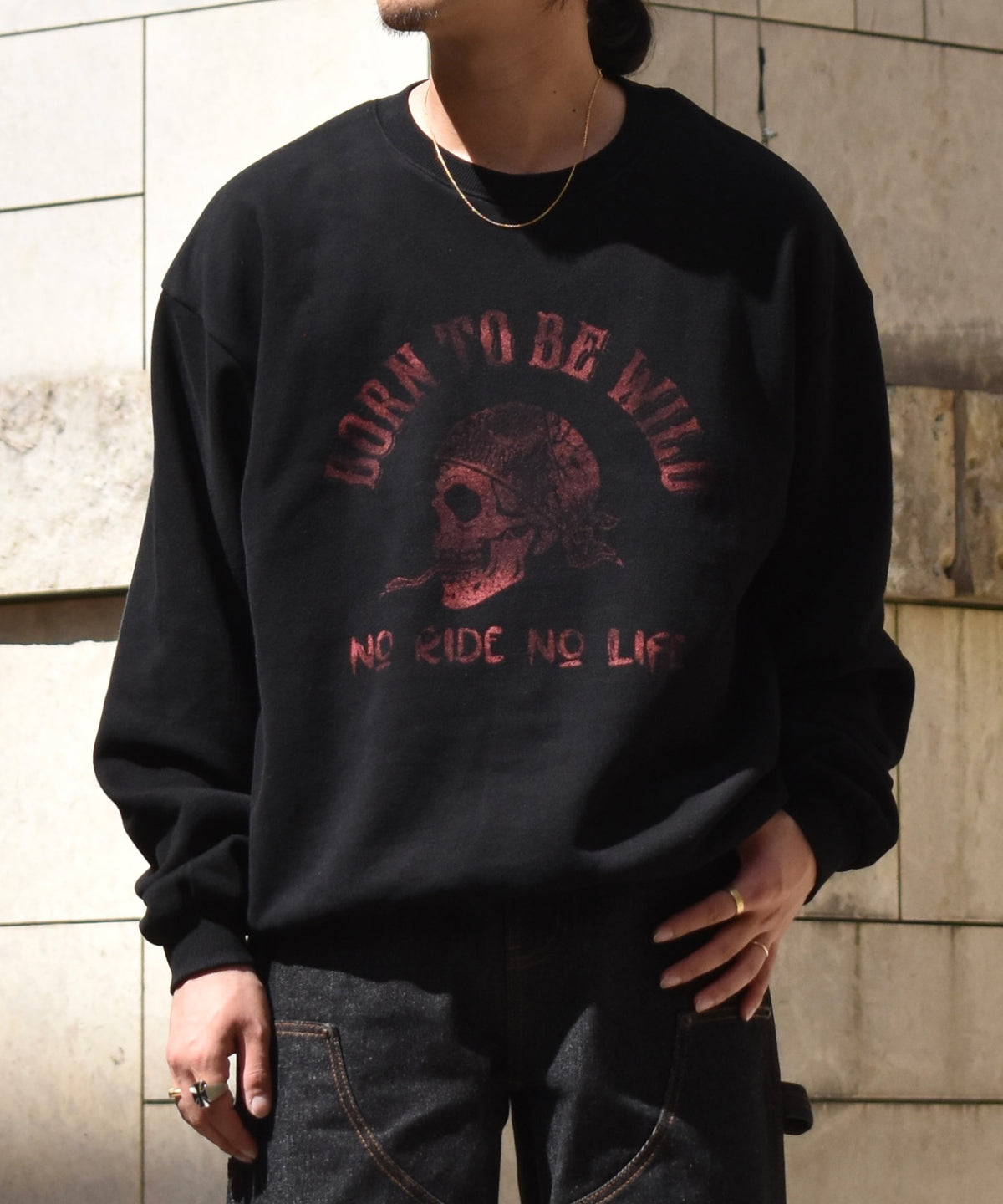 FADED SKULL SWEAT[Black×Red]