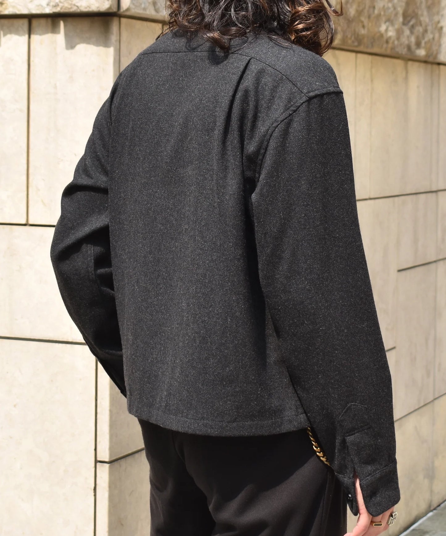 ウールオープンカラーシャツ[Charcoal Gray]
