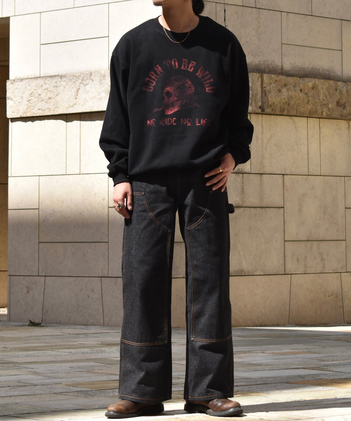 FADED SKULL SWEAT[Black×Red]