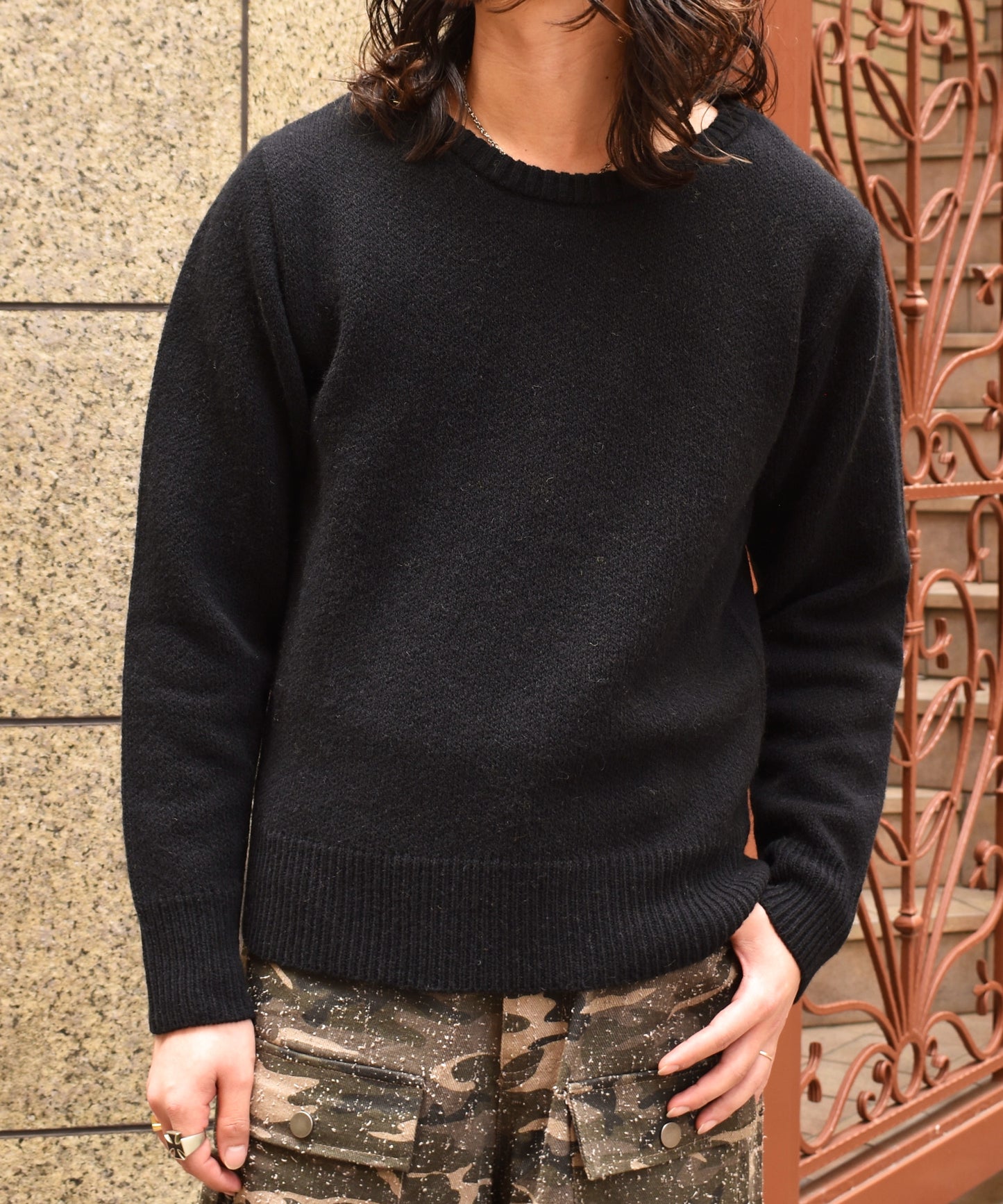 ショートリブウールニット[Black]