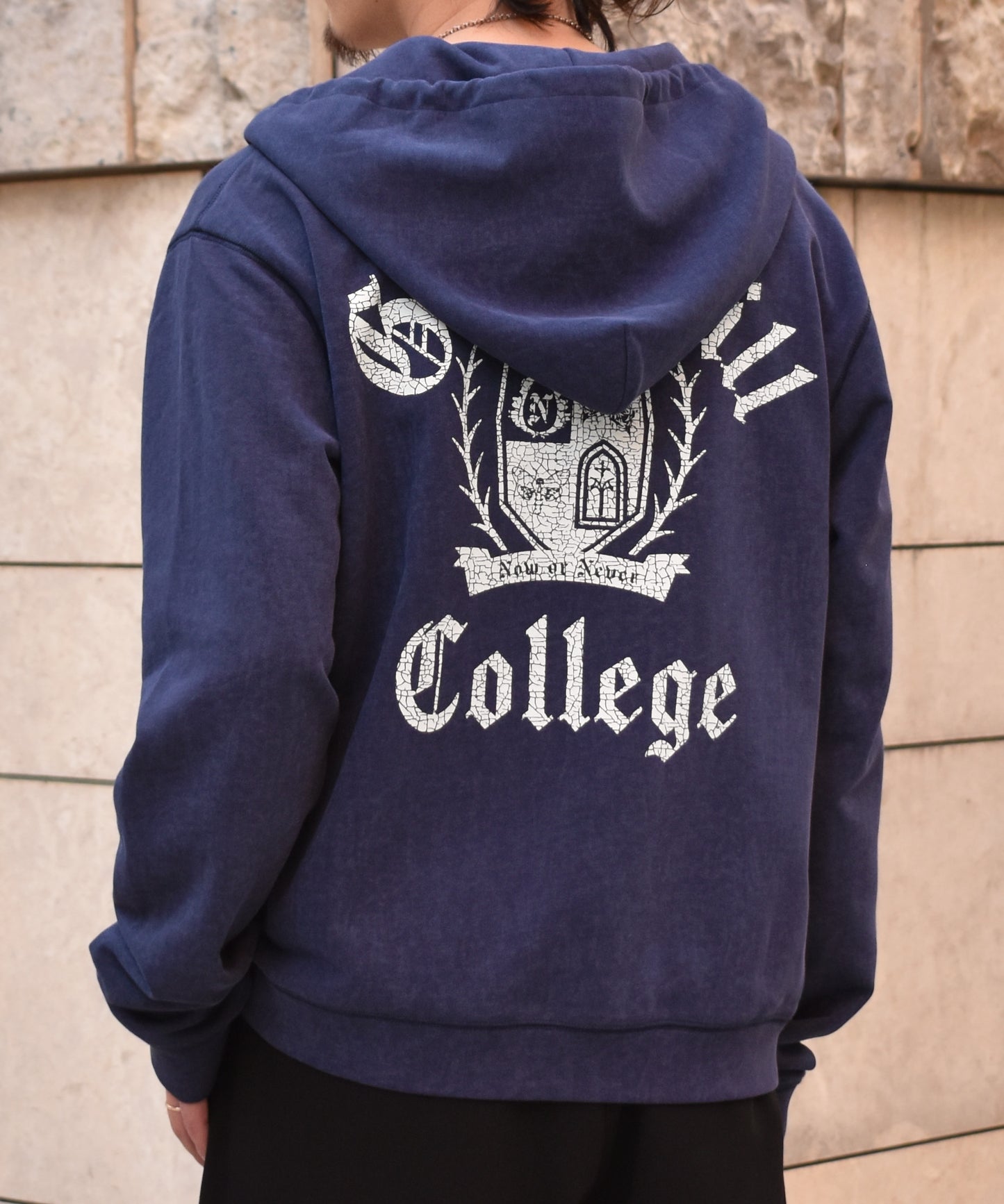 カレッジロゴジップフーディー[Navy]