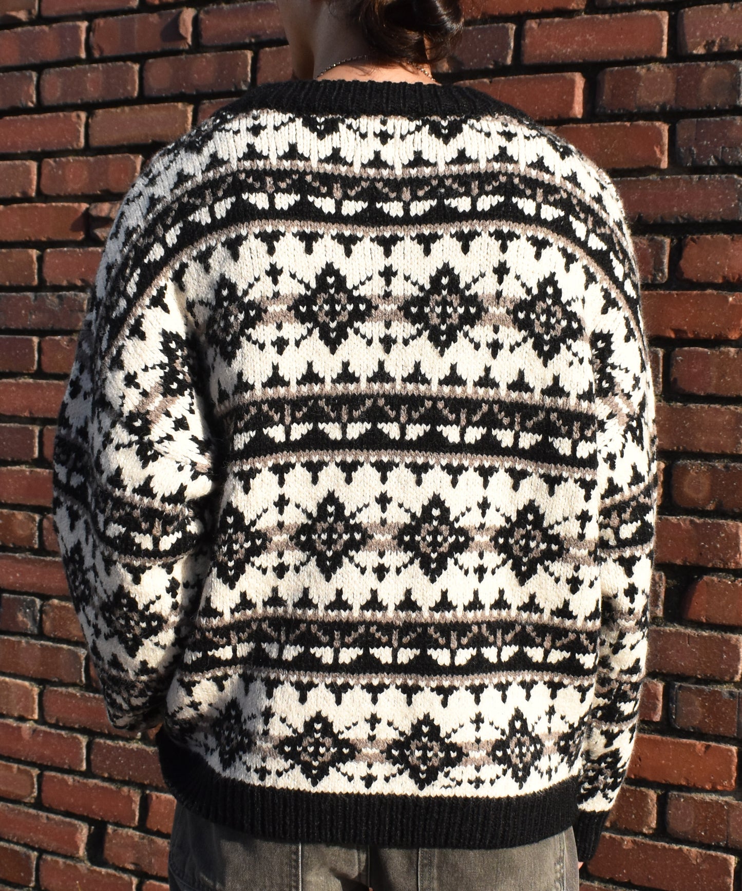 ノルディッククルーネックニット[Black]