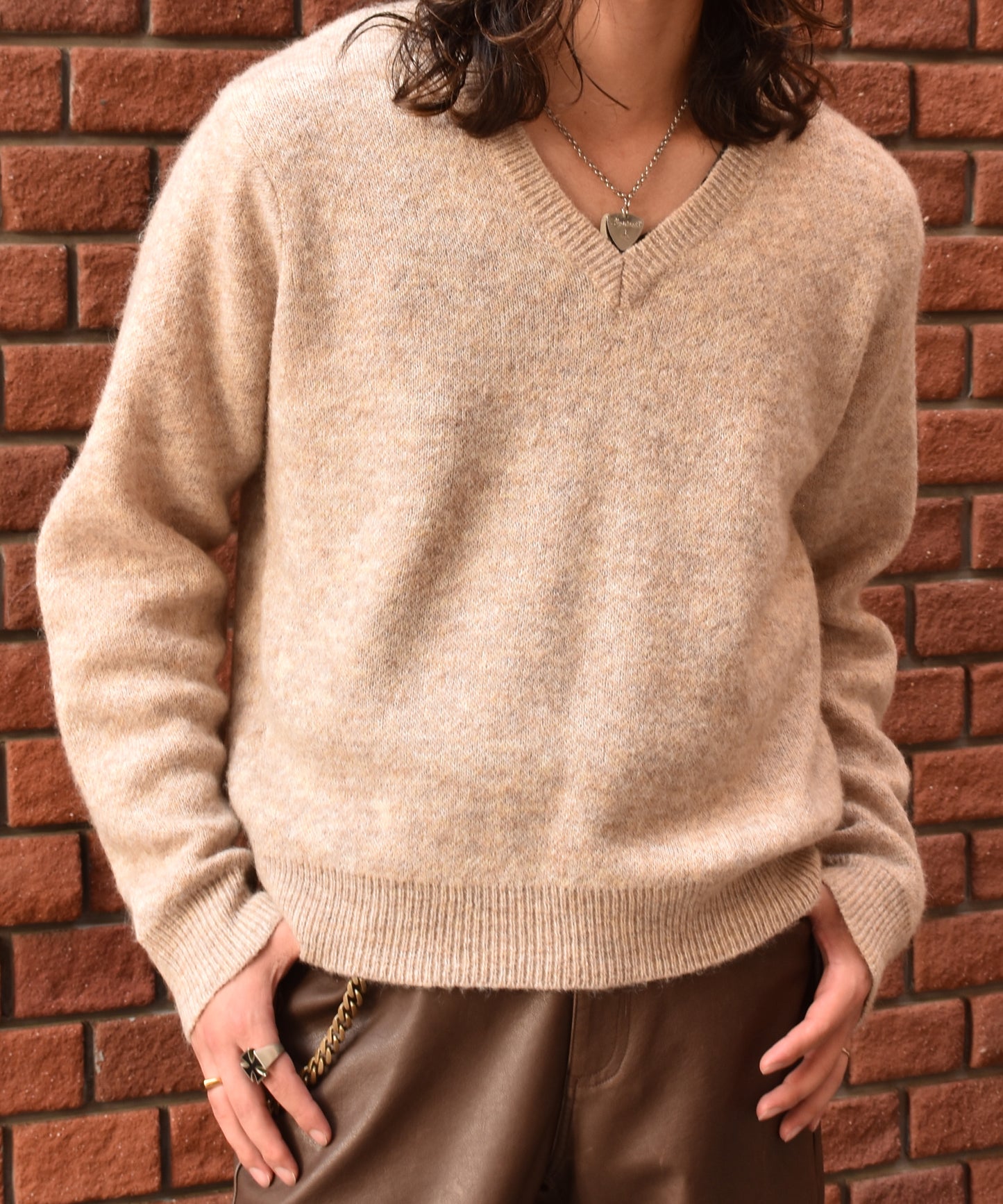 モヘアVネックニット[Ivory]