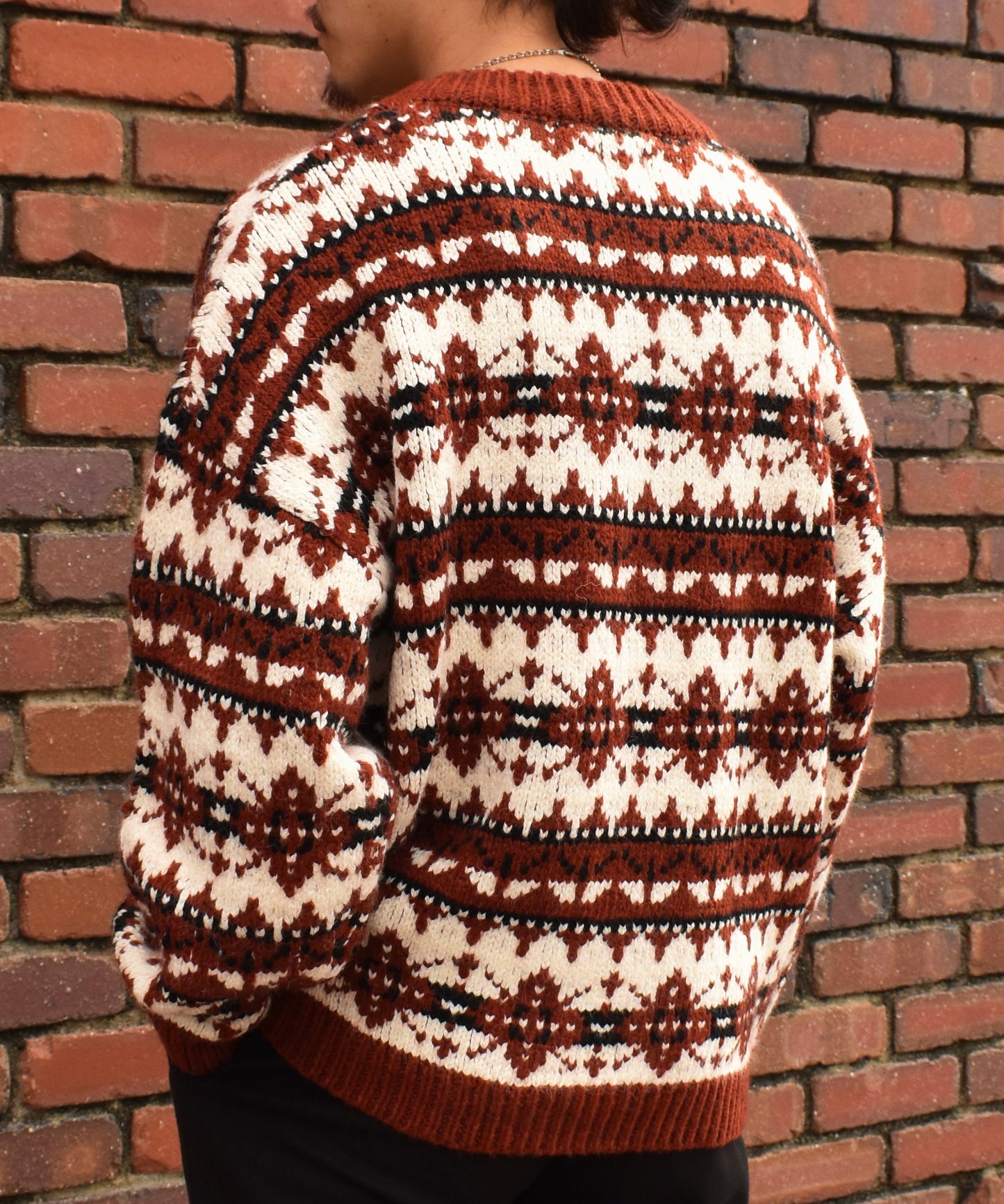 ノルディッククルーネックニット[Red]