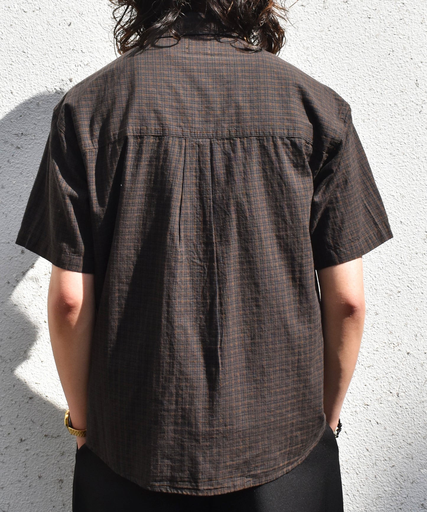 グラフチェック半袖シャツ[Brown]