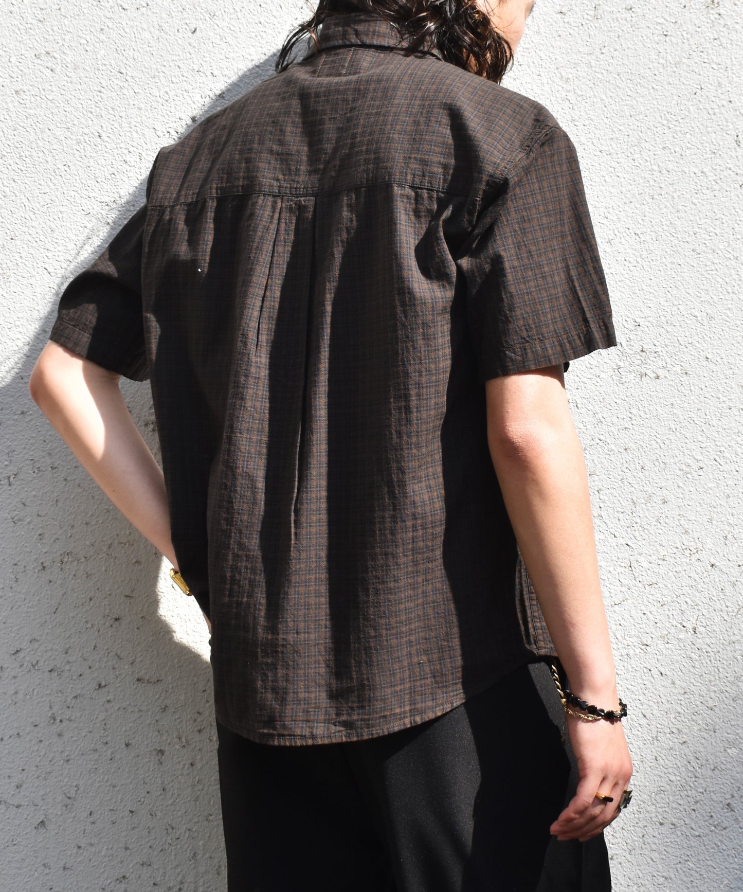 グラフチェック半袖シャツ[Brown]