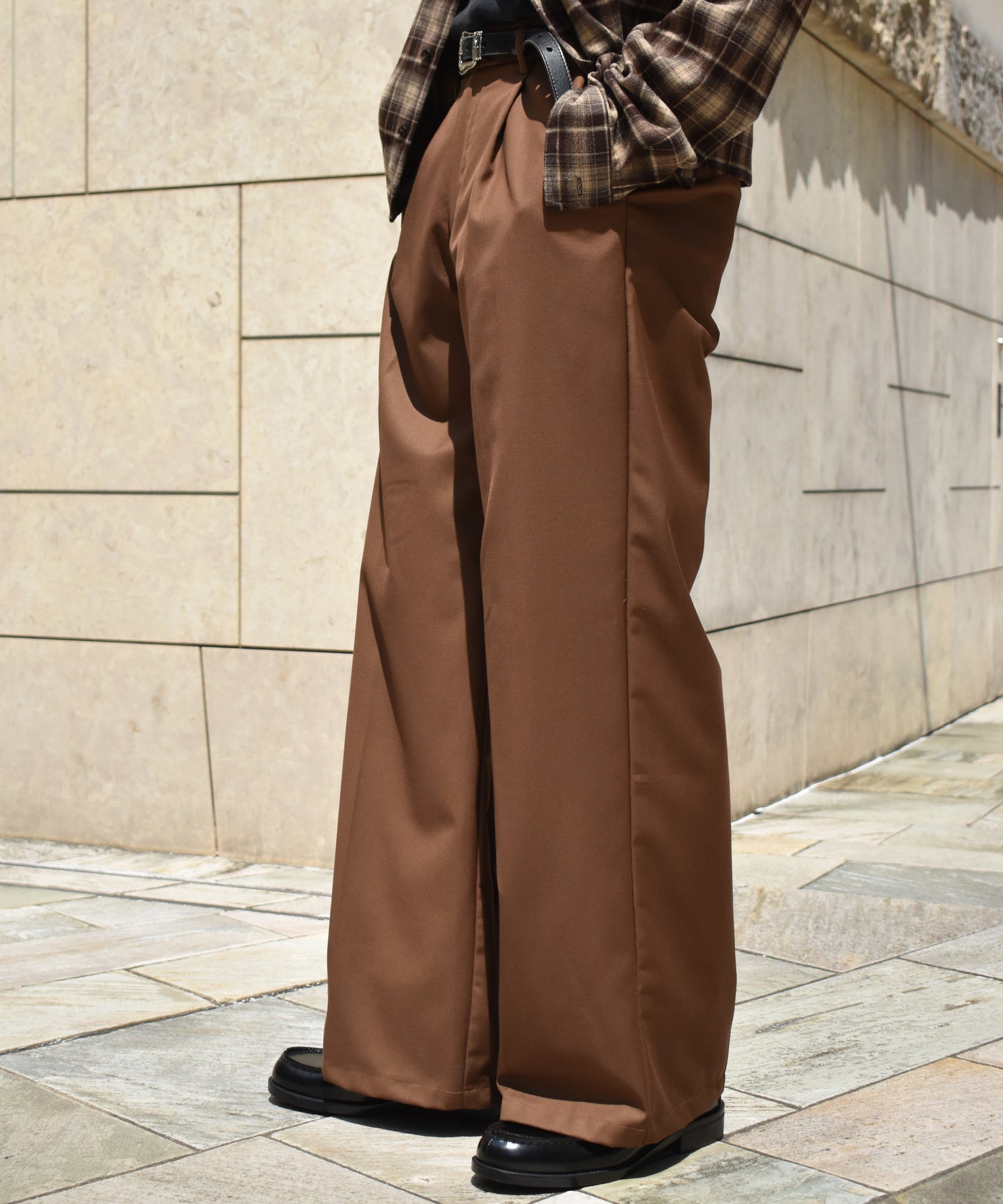ポケットデザインストレートスラックス[Brown]
