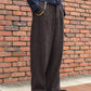 カラーネップタックワイドパンツ[Dark Brown]