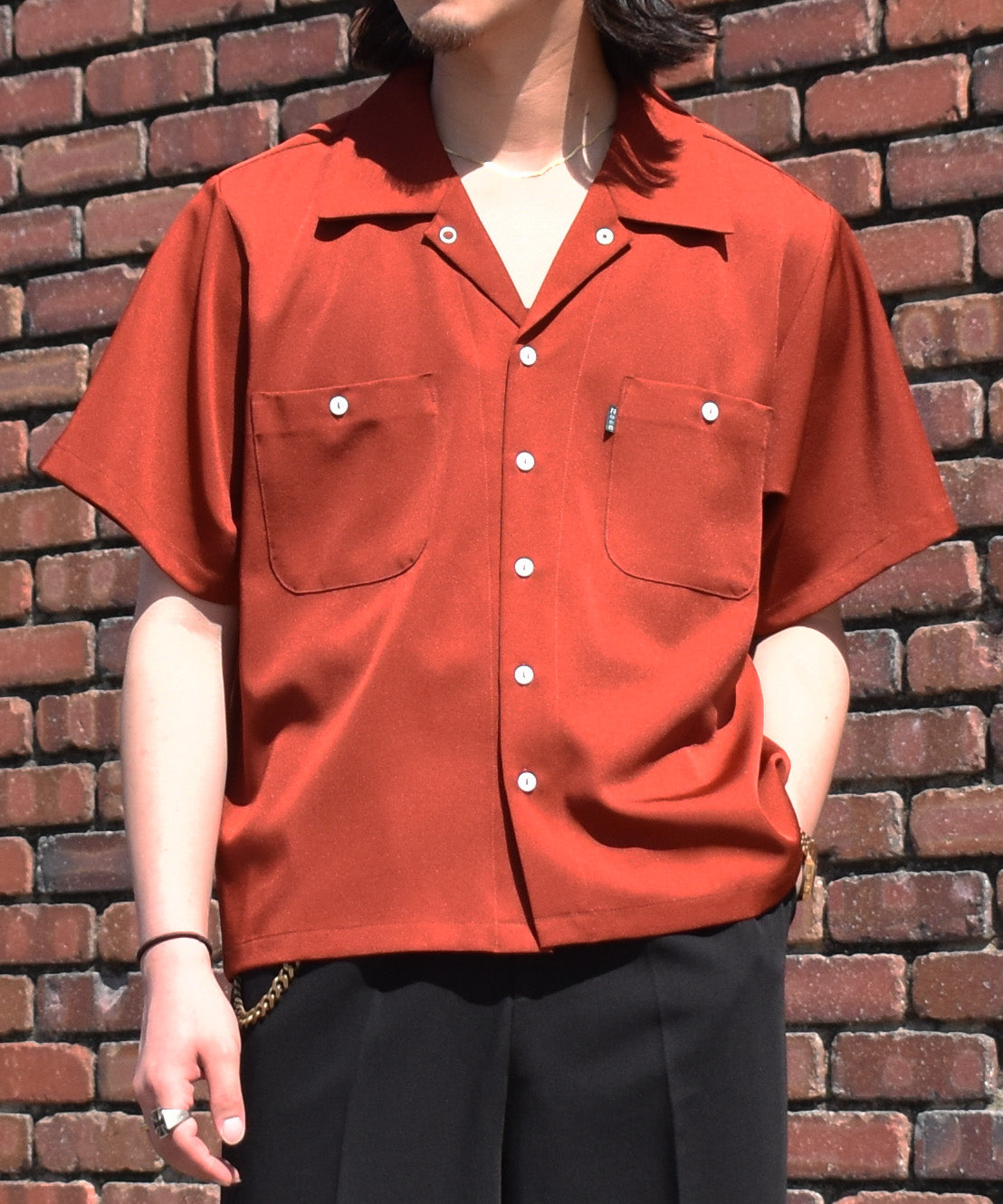 オープンカラーワークシャツ[Dark Orange]