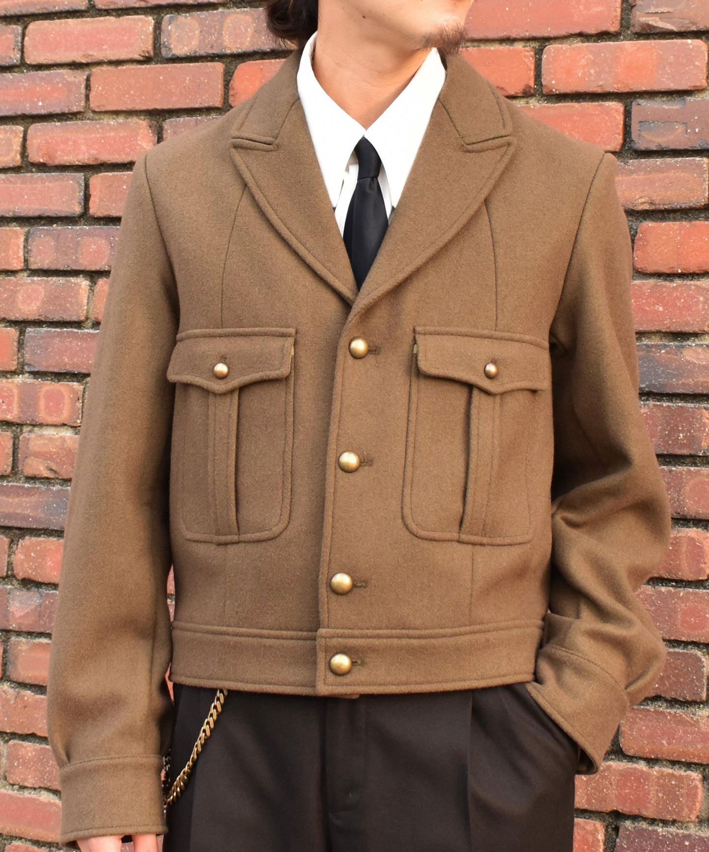 ショートリブミリタリーアイクジャケット[Khaki]