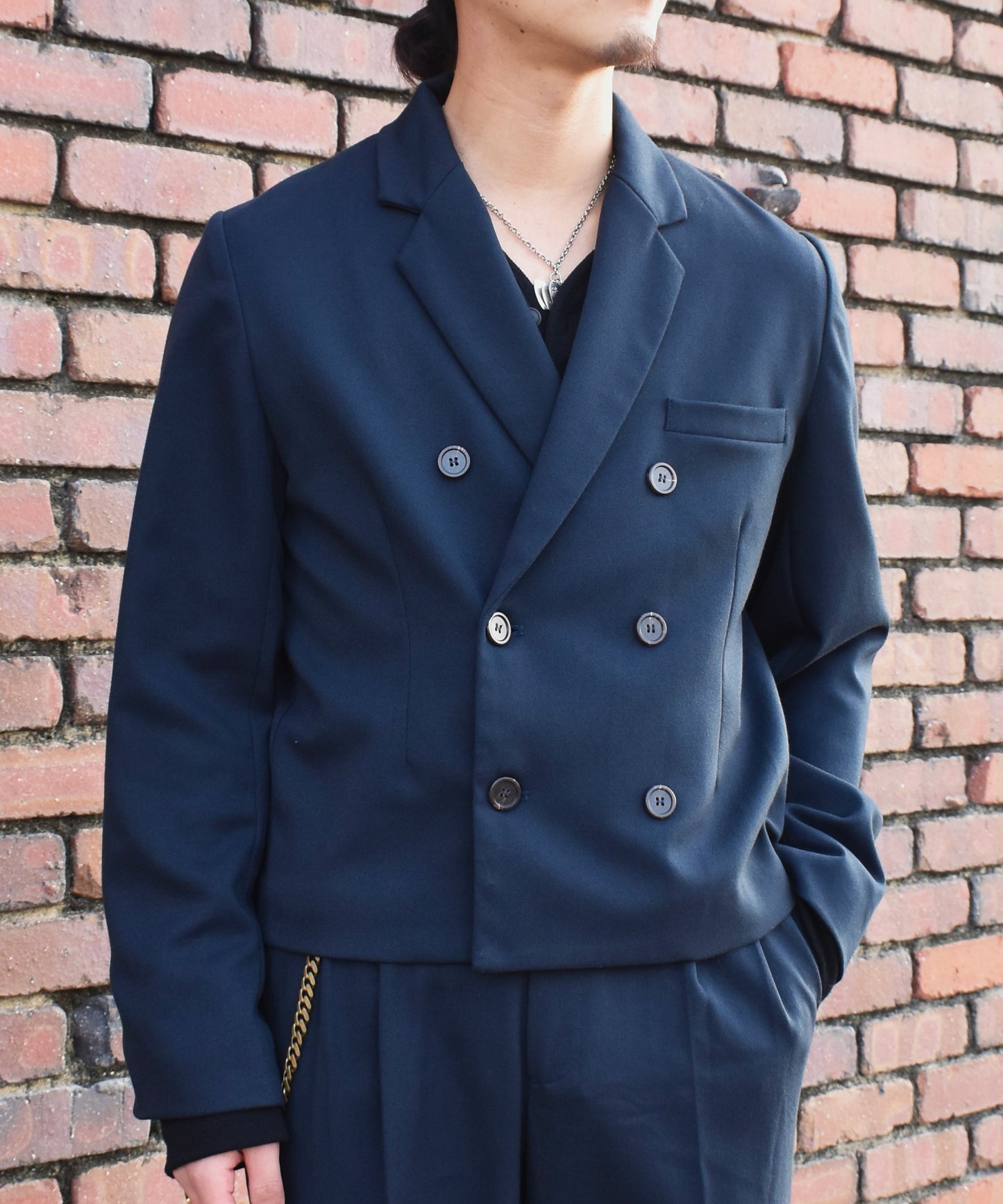 ミリタリーツイルダブルジャケット[Navy]