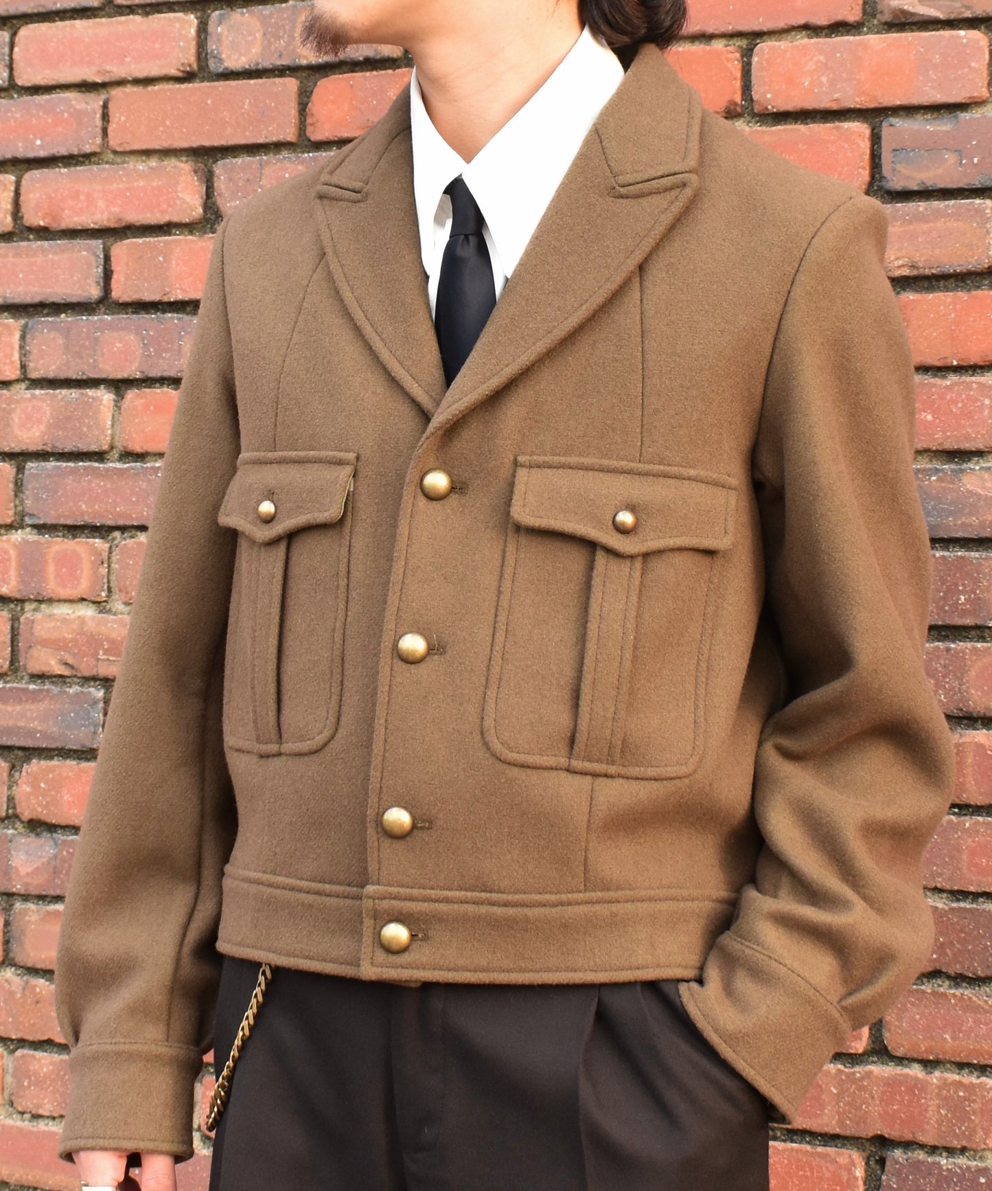 ショートリブミリタリーアイクジャケット[Khaki]