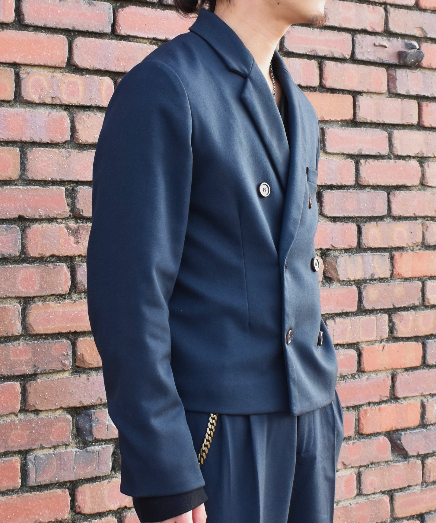 ミリタリーツイルダブルジャケット[Navy]