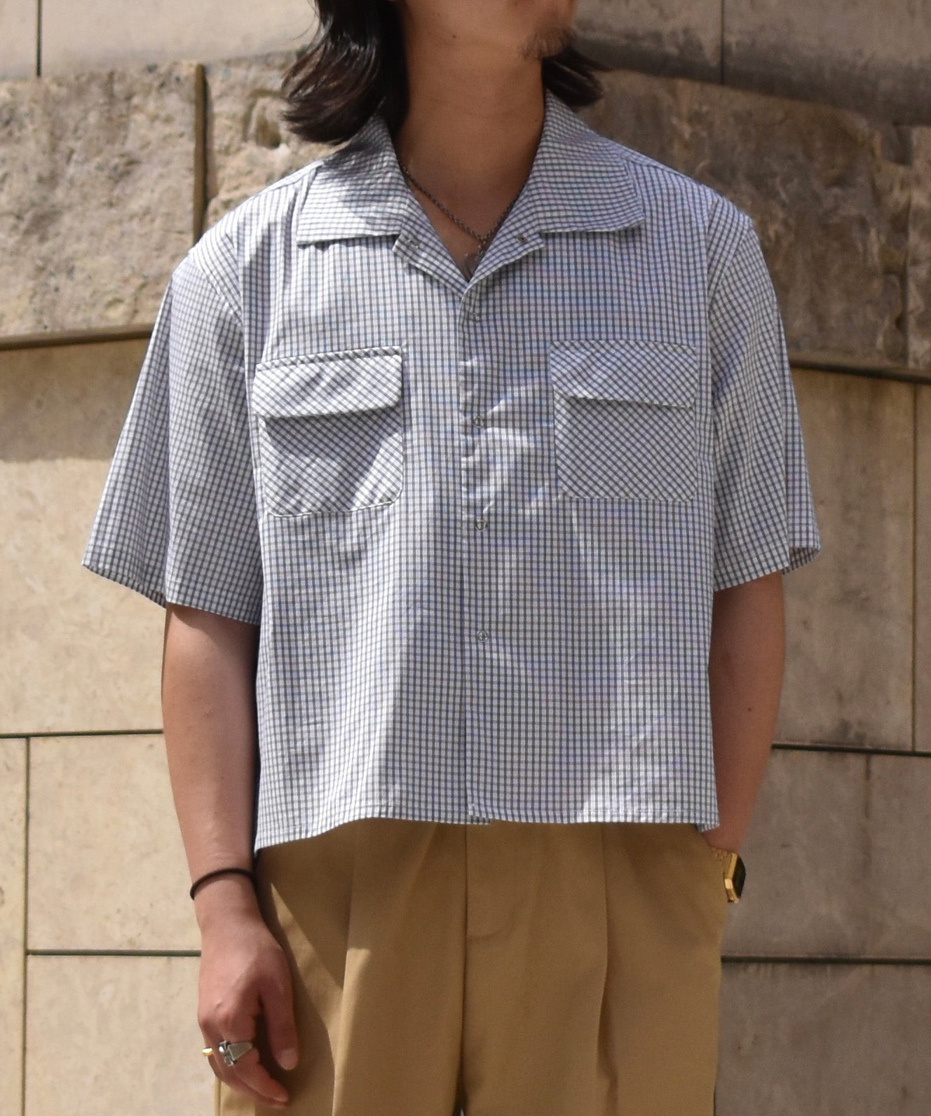 グラフチェックスナップシャツ[White]