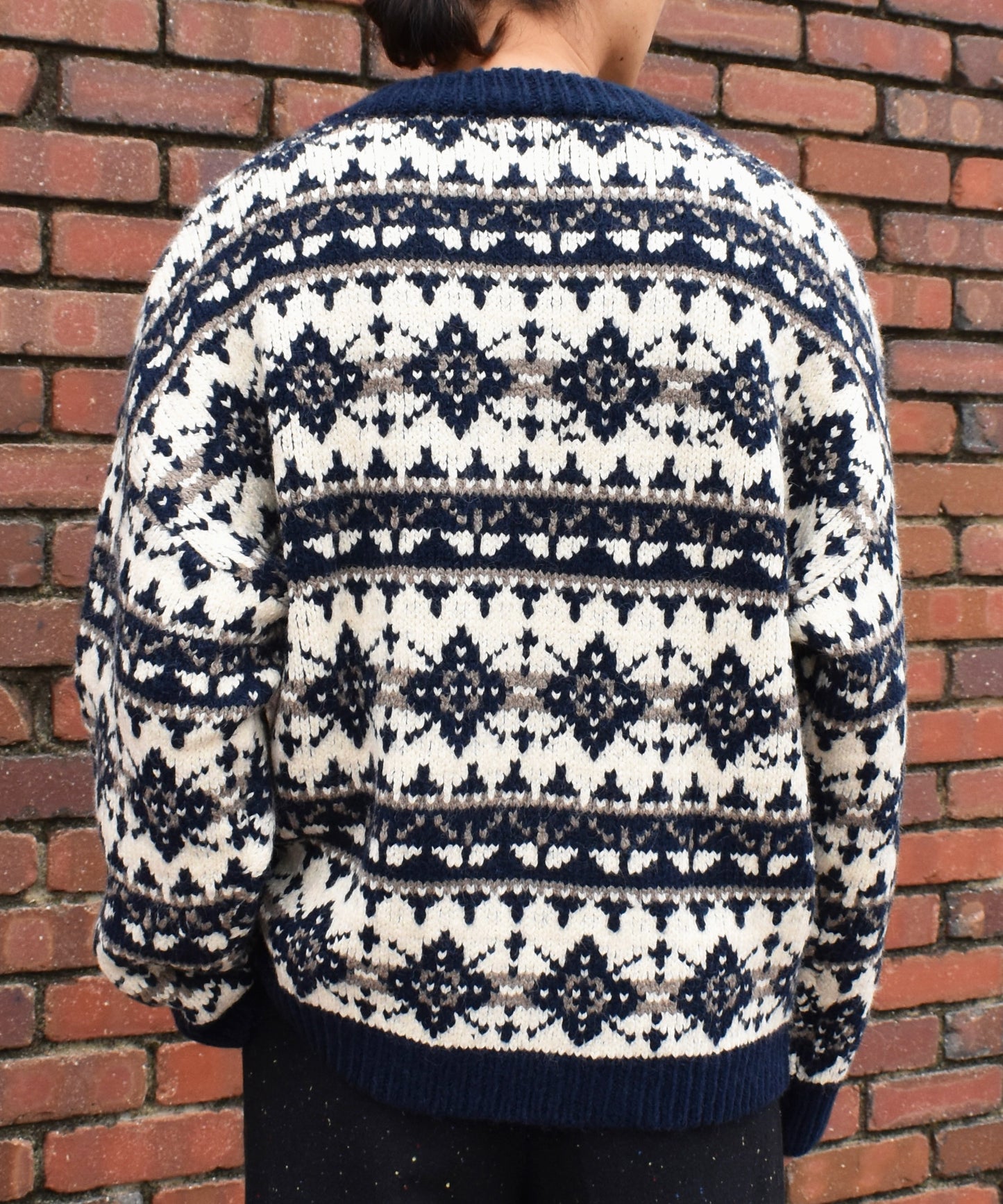 ノルディッククルーネックニット[Navy]