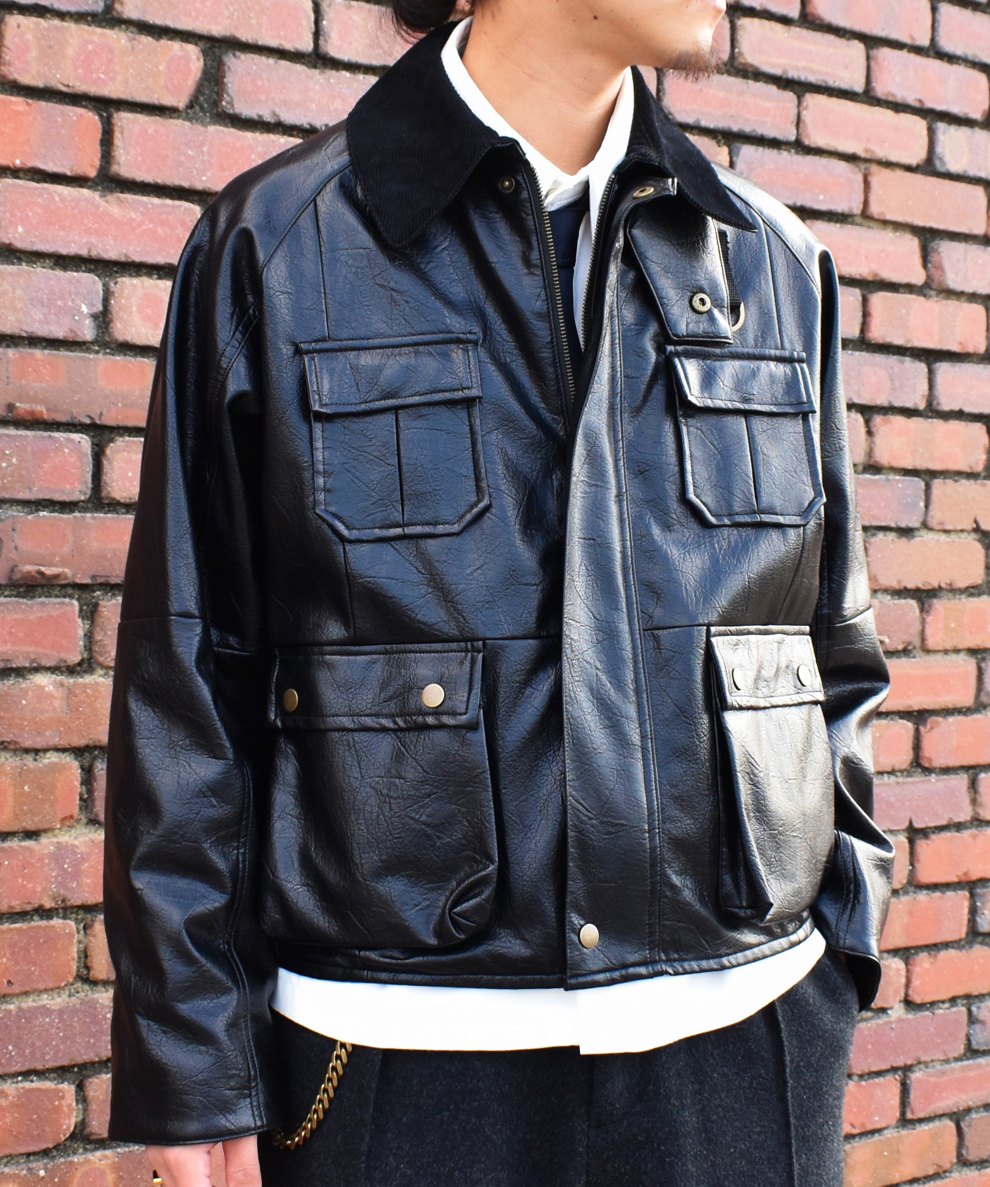 NUTEMPEROR フェイクレザージャケット NUTEMPEROR フェイクレザーツイストジップジャケット 2025年最新