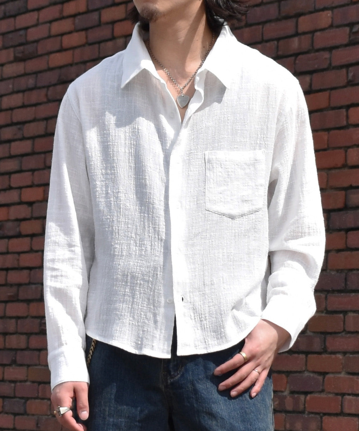 リネンライクガーゼシャツ[White] – Noen