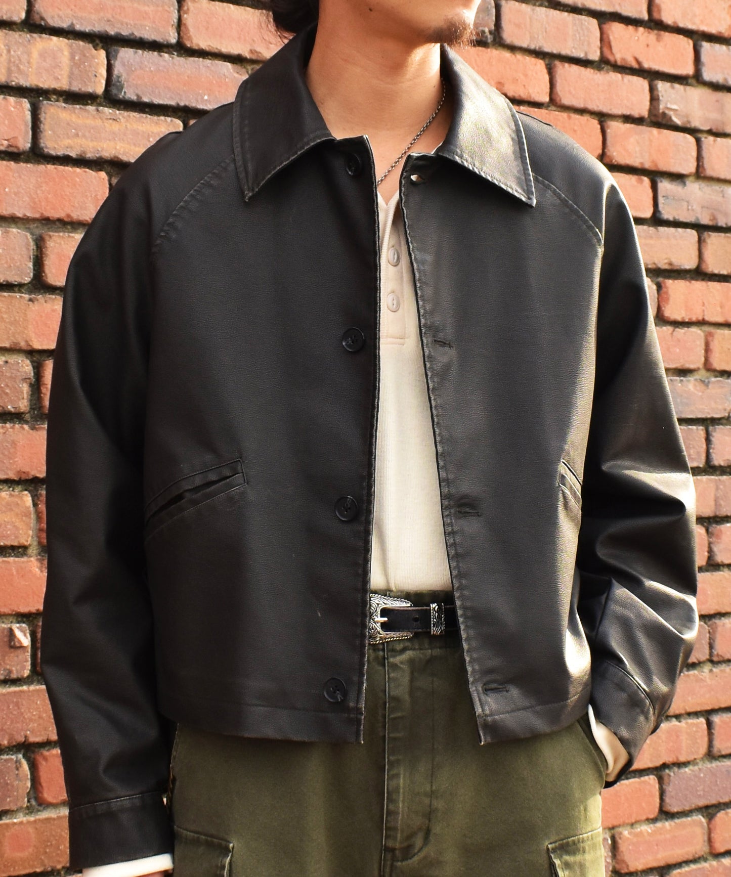 ヴィンテージライクレザージャケット[Black]