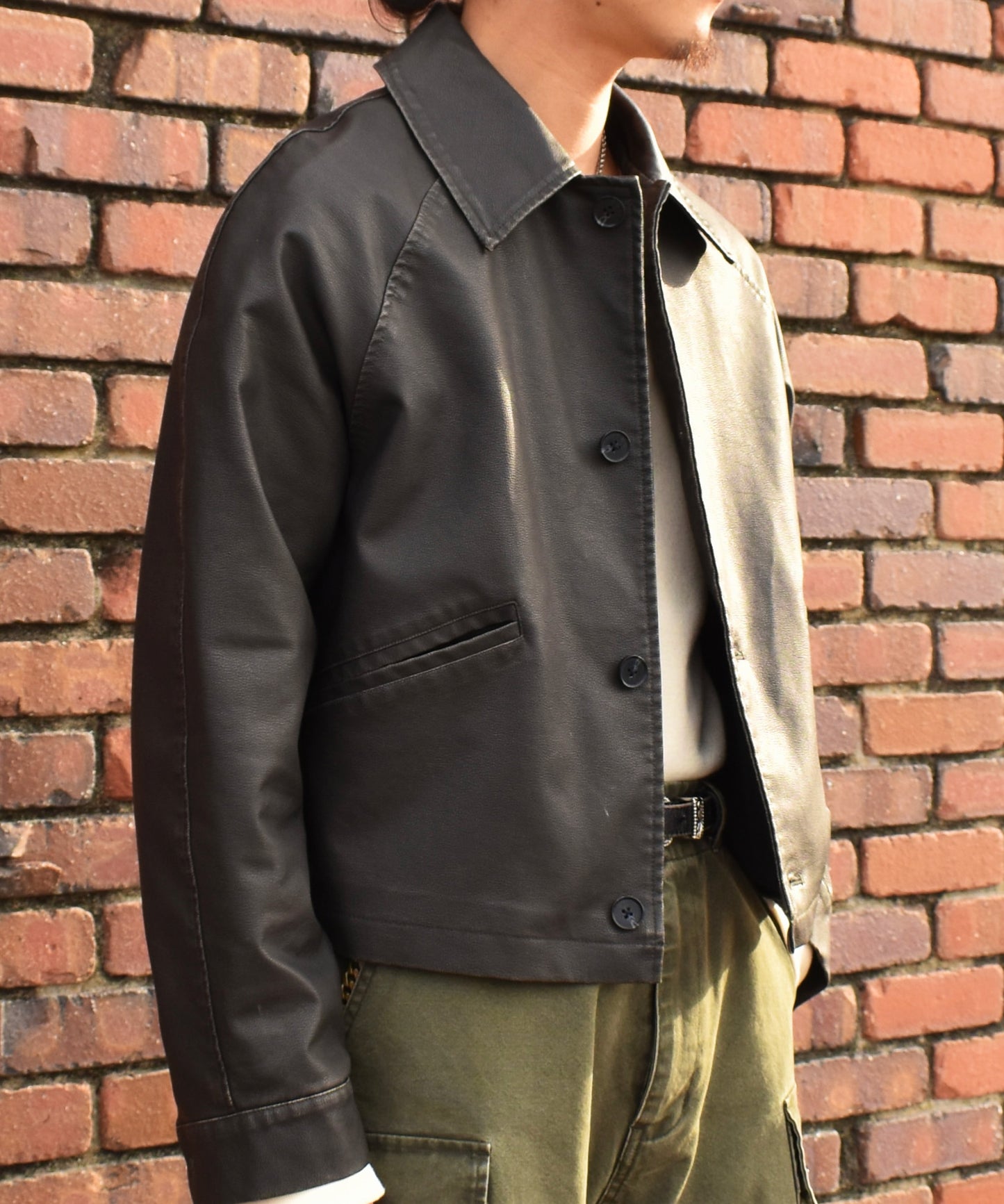 ヴィンテージライクレザージャケット[Black]